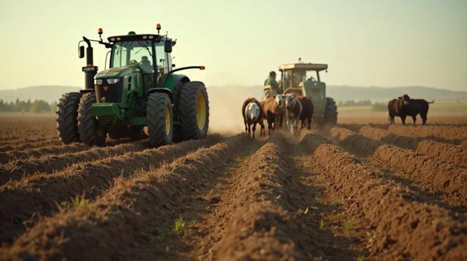 A farmer pulling a soil core sample from a cover-cropped field to baseline carbon