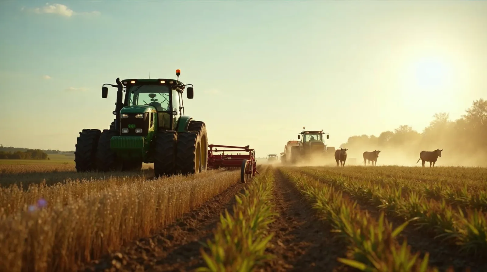 A high-clearance applicator sidedressing nitrogen with Y-drops in a growing corn field